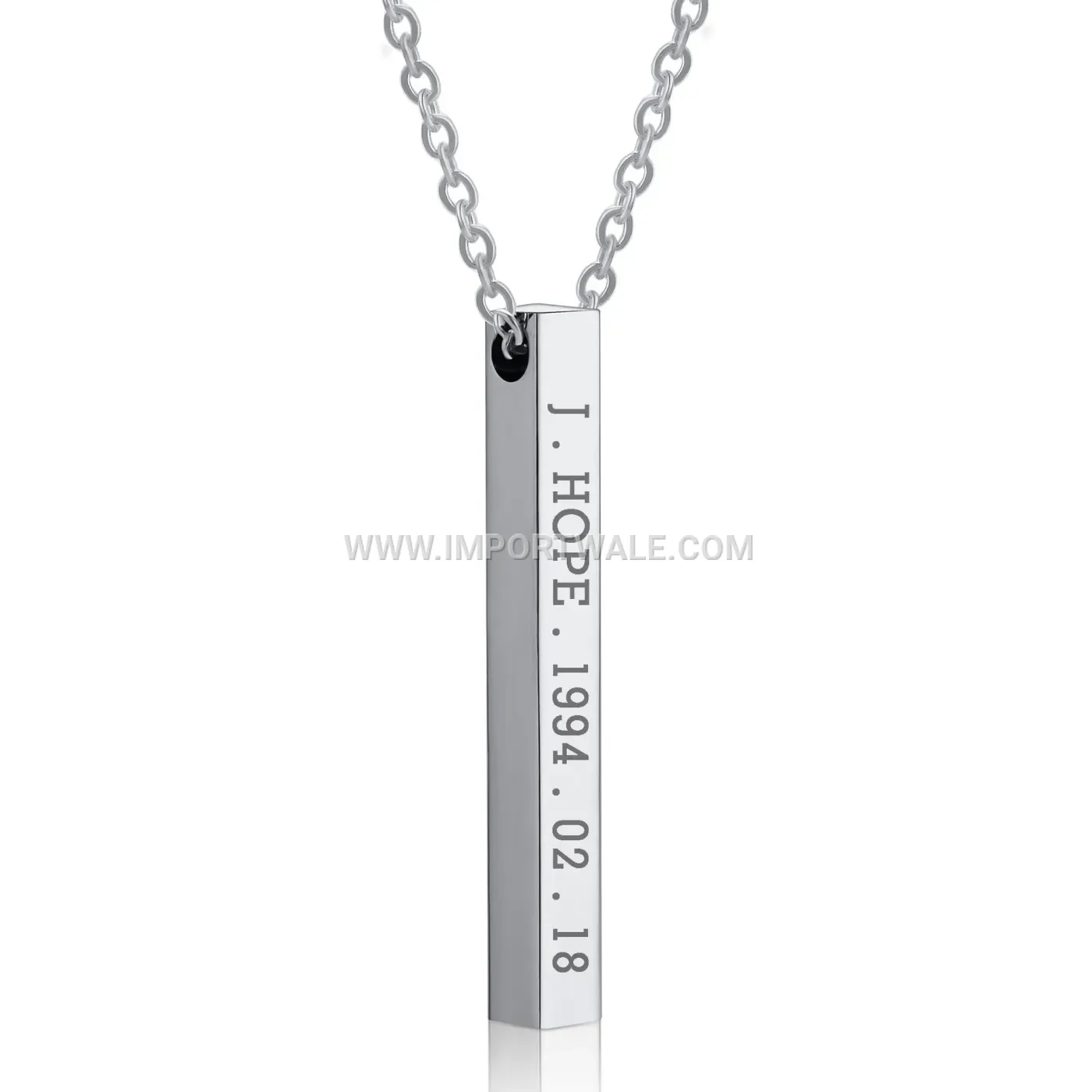 Minimalist Stainless Steel Vertical Bar Name Pendant Necklace