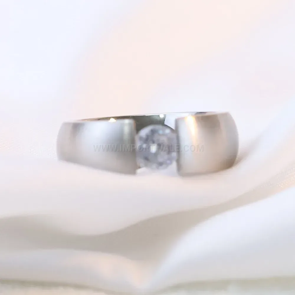 Trendy Wide Stainless Steel Band with Crystal Inlaid Accents