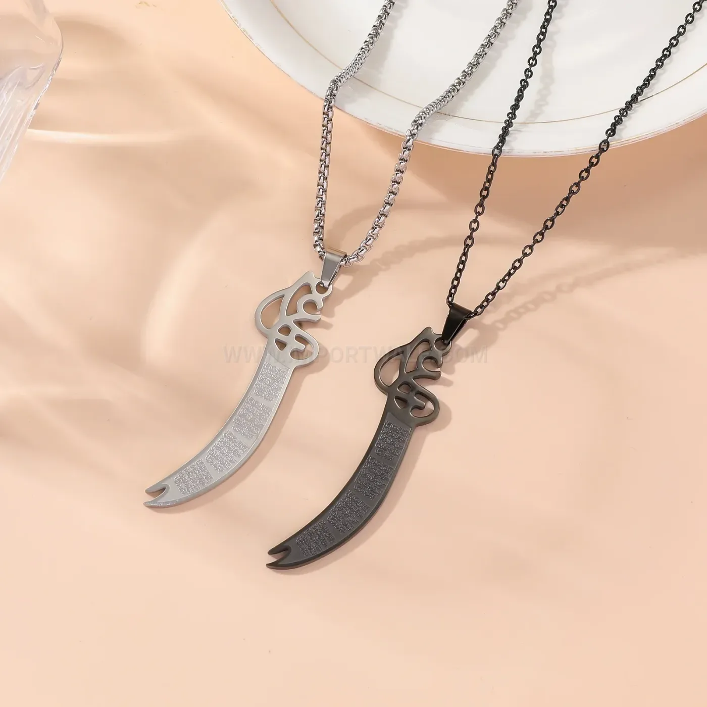 Modern Stainless Steel Zulfiqar Sword Islamic Pendant Necklace