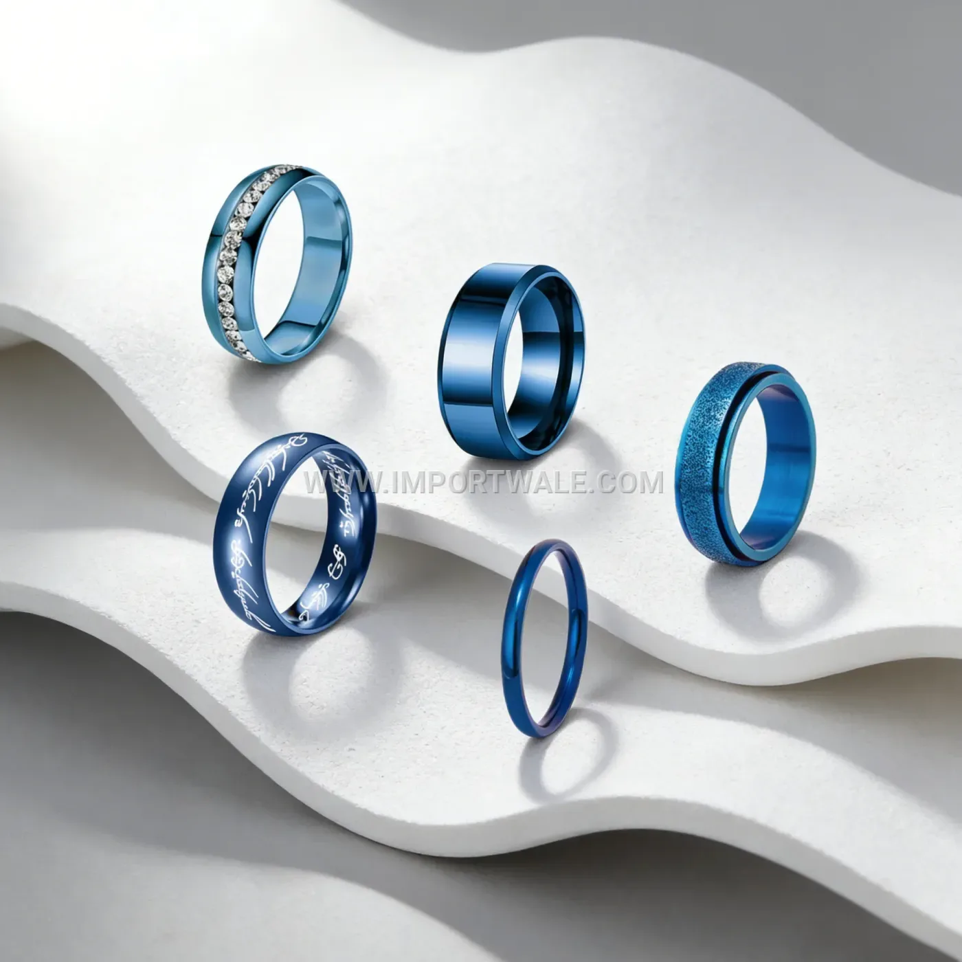 Frosted Grooved Stainless Steel Plated Band Ring 8mm