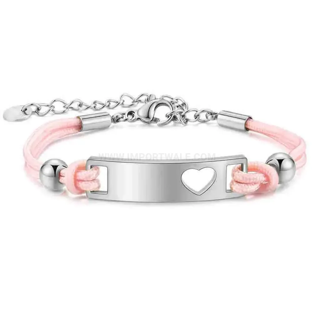 Elegant Stainless Steel Braided Rope Cord Charm Bracelet
