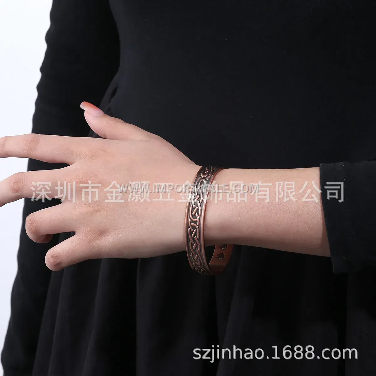 Retro Red Copper Magnetic Energy Cuff Bangle Bracelet