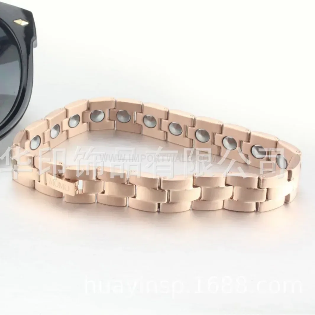 Sleek Geometric Titanium Steel Bio Magnetic Link Bracelet