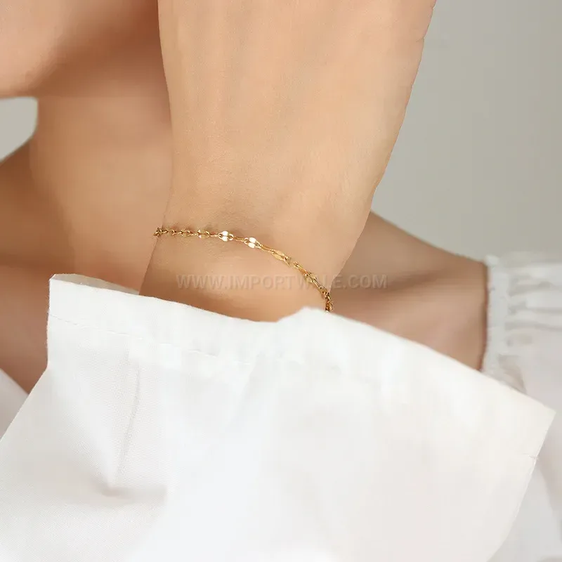 Chic Minimalist Gold Electroplated Titanium Steel Wave Bracelet