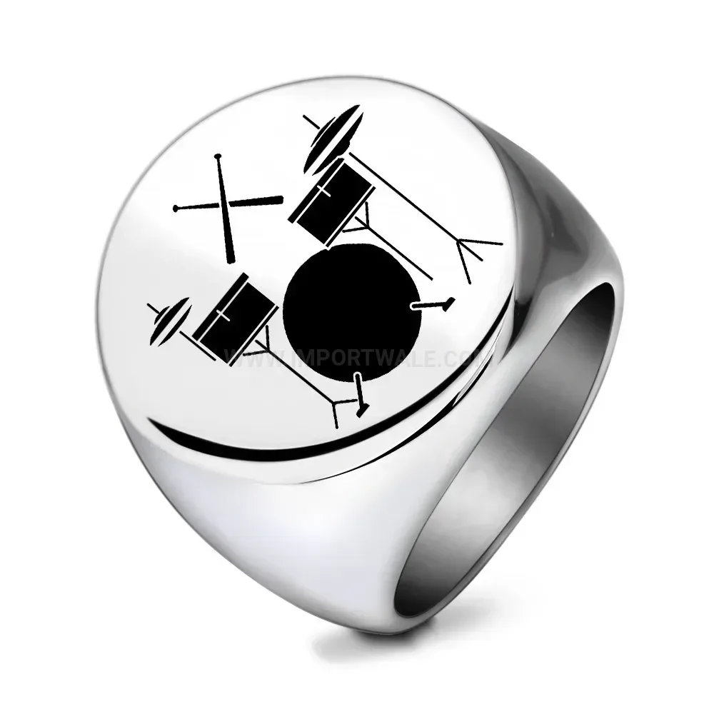 Chic Vintage Drum Engraved Stainless Steel Statement Ring