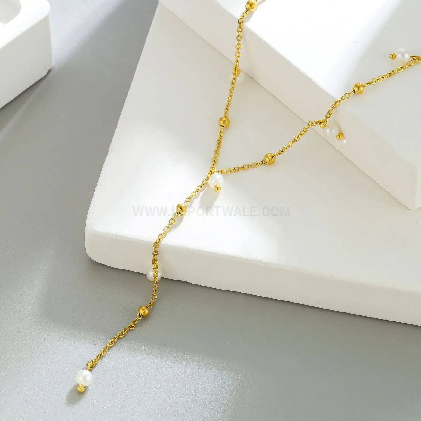 Chic Elegantly Accentuated Pearl Tassel Stainless Steel Clavicle Chain Necklace