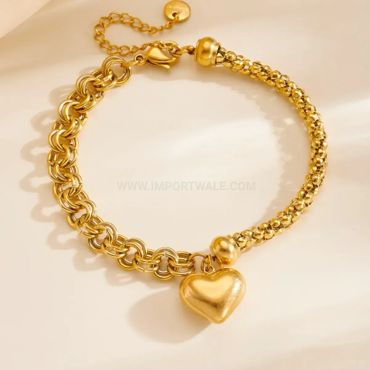 Stylish Double Layer Stainless Steel Heart Bracelet