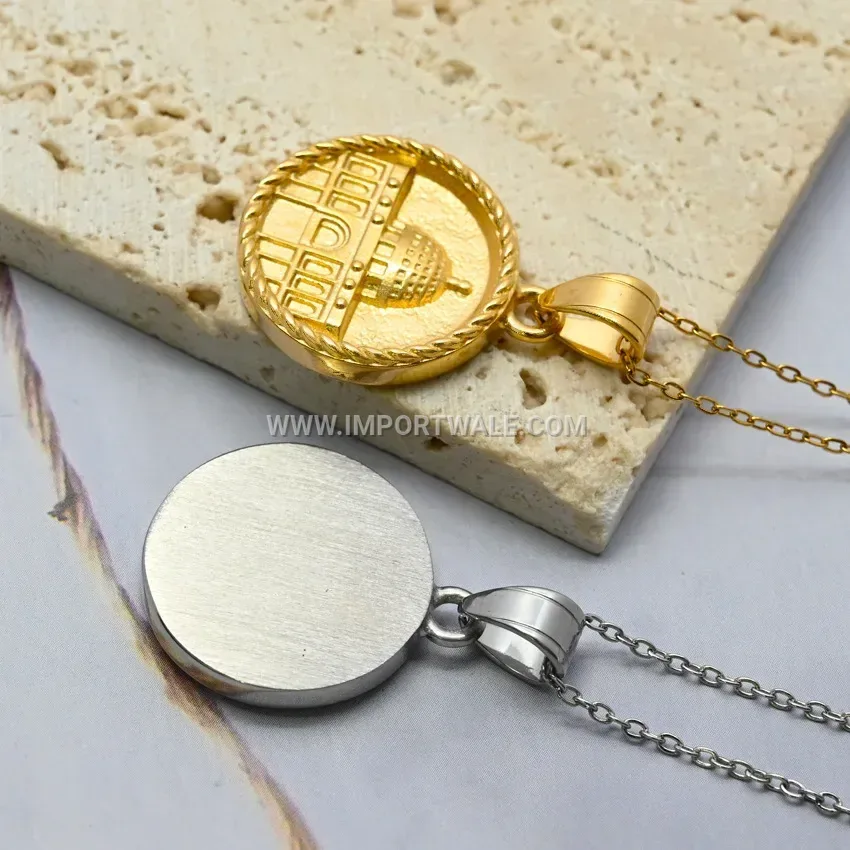 Stainless Steel Jerusalem Arabic Calligraphy Pendant Necklace