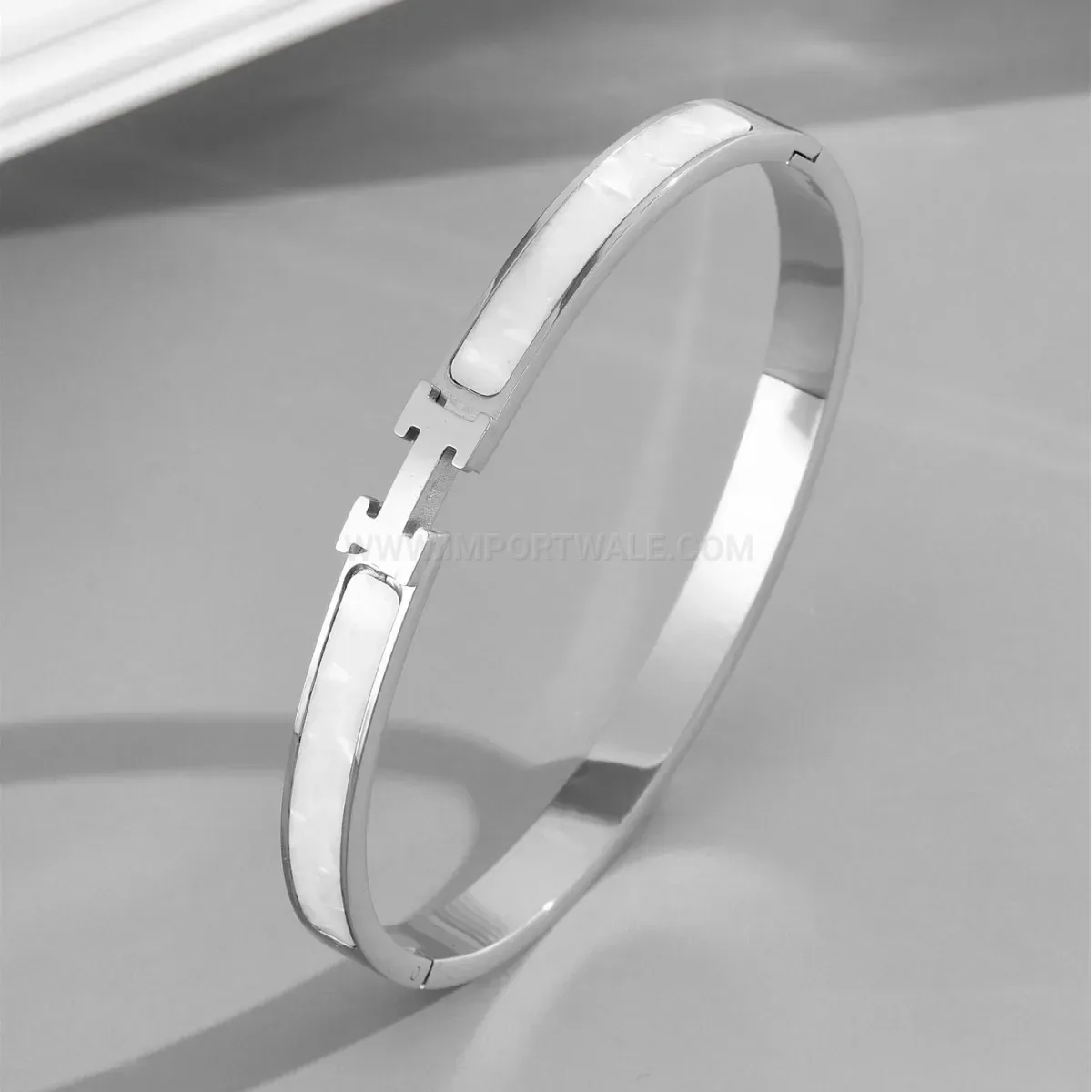 Elegant Minimalist Letter H Charm Titanium Steel Bangle