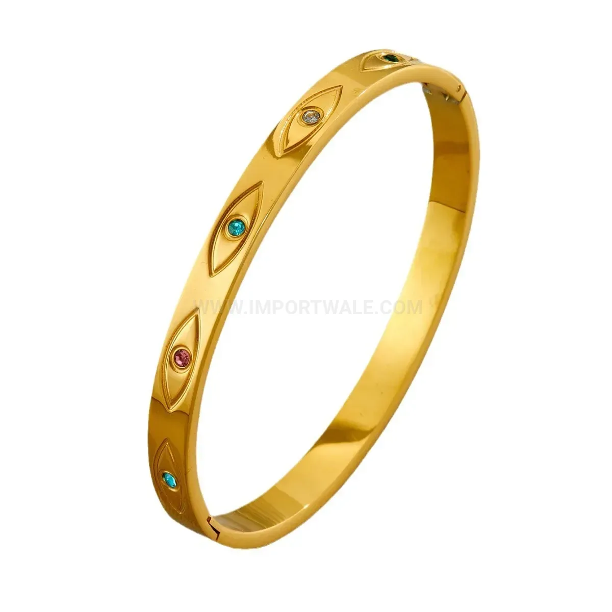 Elegant Titanium Steel Evil Eye Bangle Bracelet
