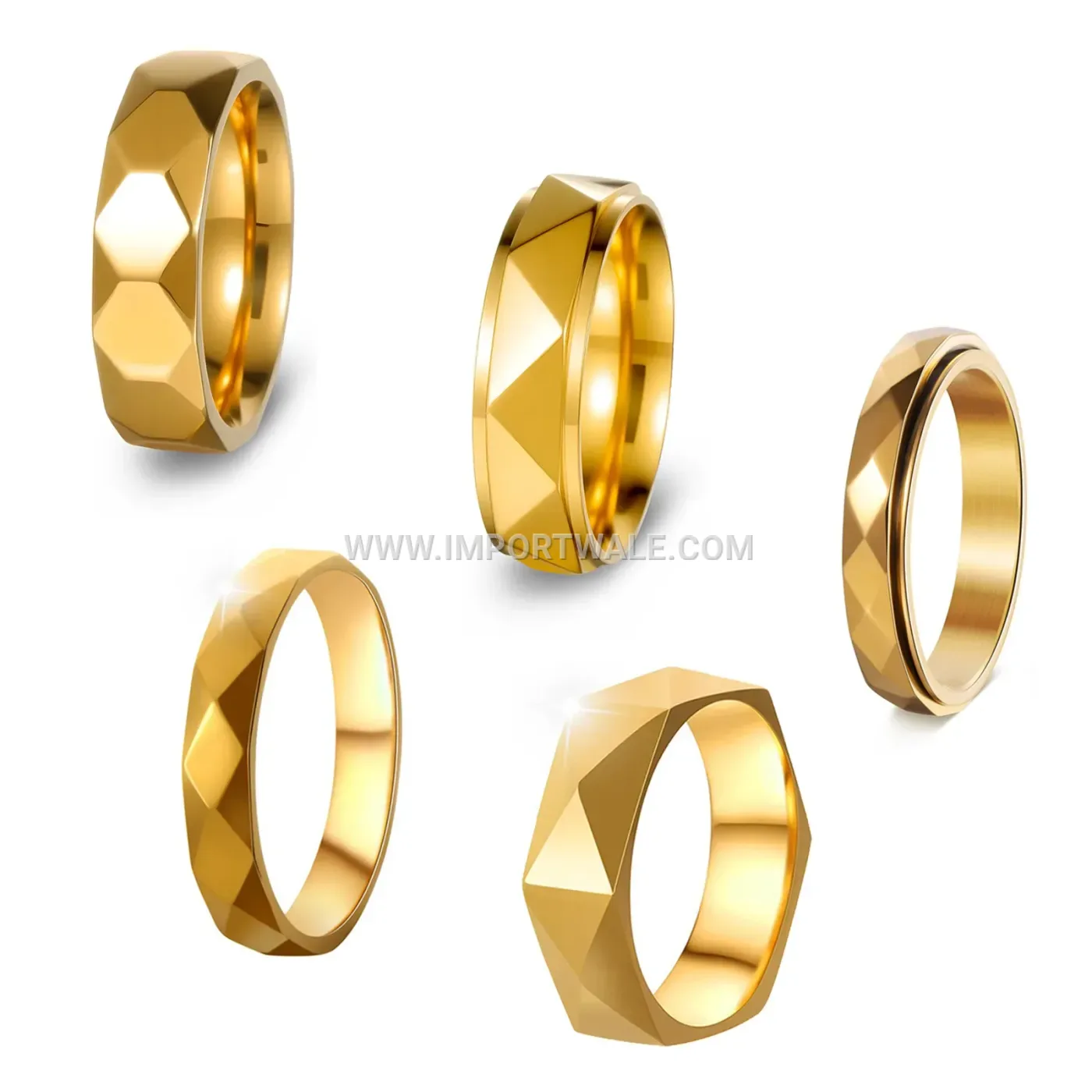 Polished Geometric Faceted Stainless Steel Band Ring