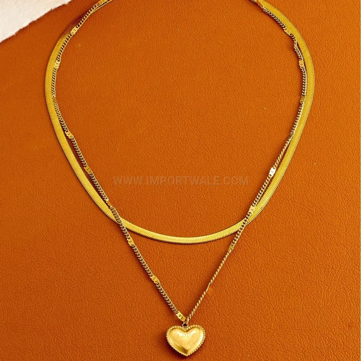 Chic Double Layered Titanium Steel Heart Pendant Necklace