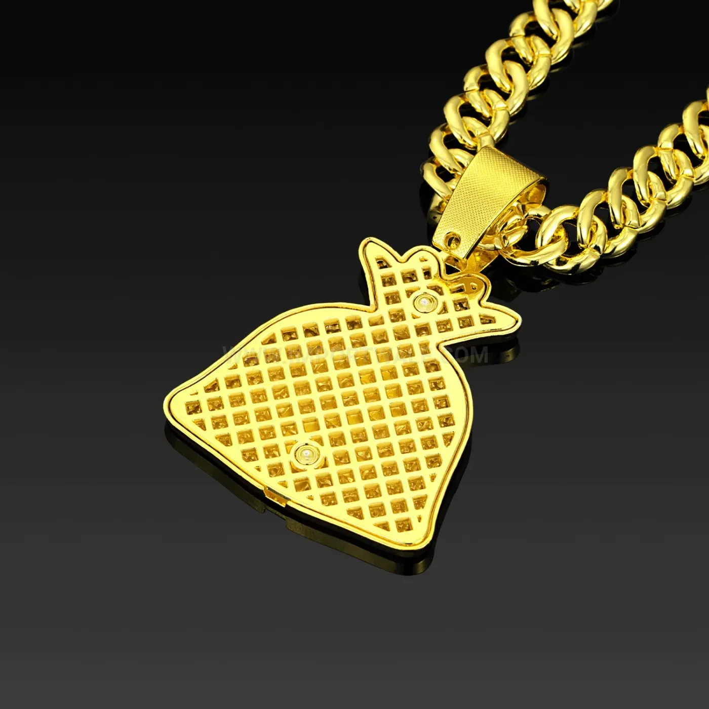 Fashion Rhinestone Money Bag Pendant Zinc Alloy Cuban Necklace