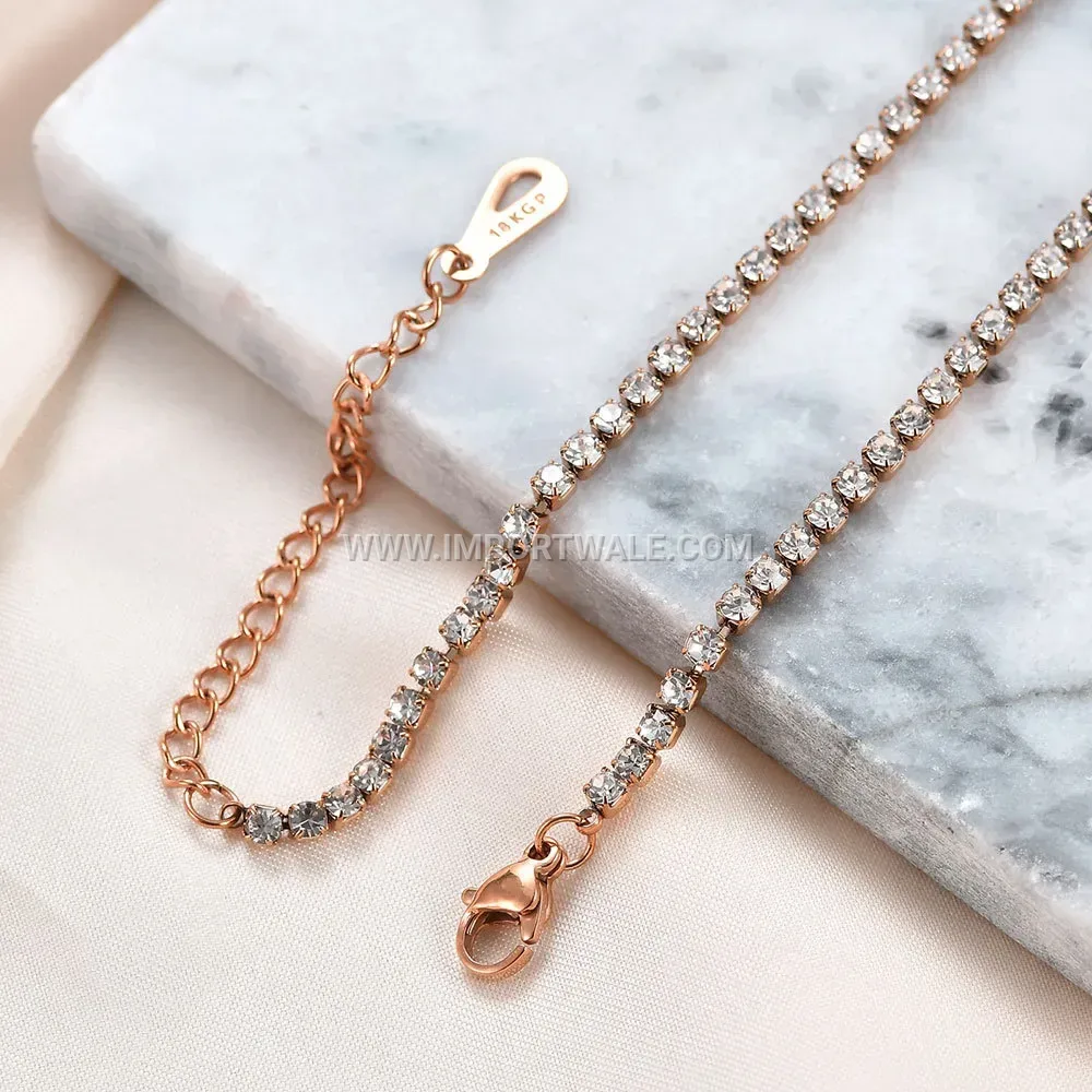 Dainty Single Row Cubic Zirconia Tennis Chain Collar Necklace