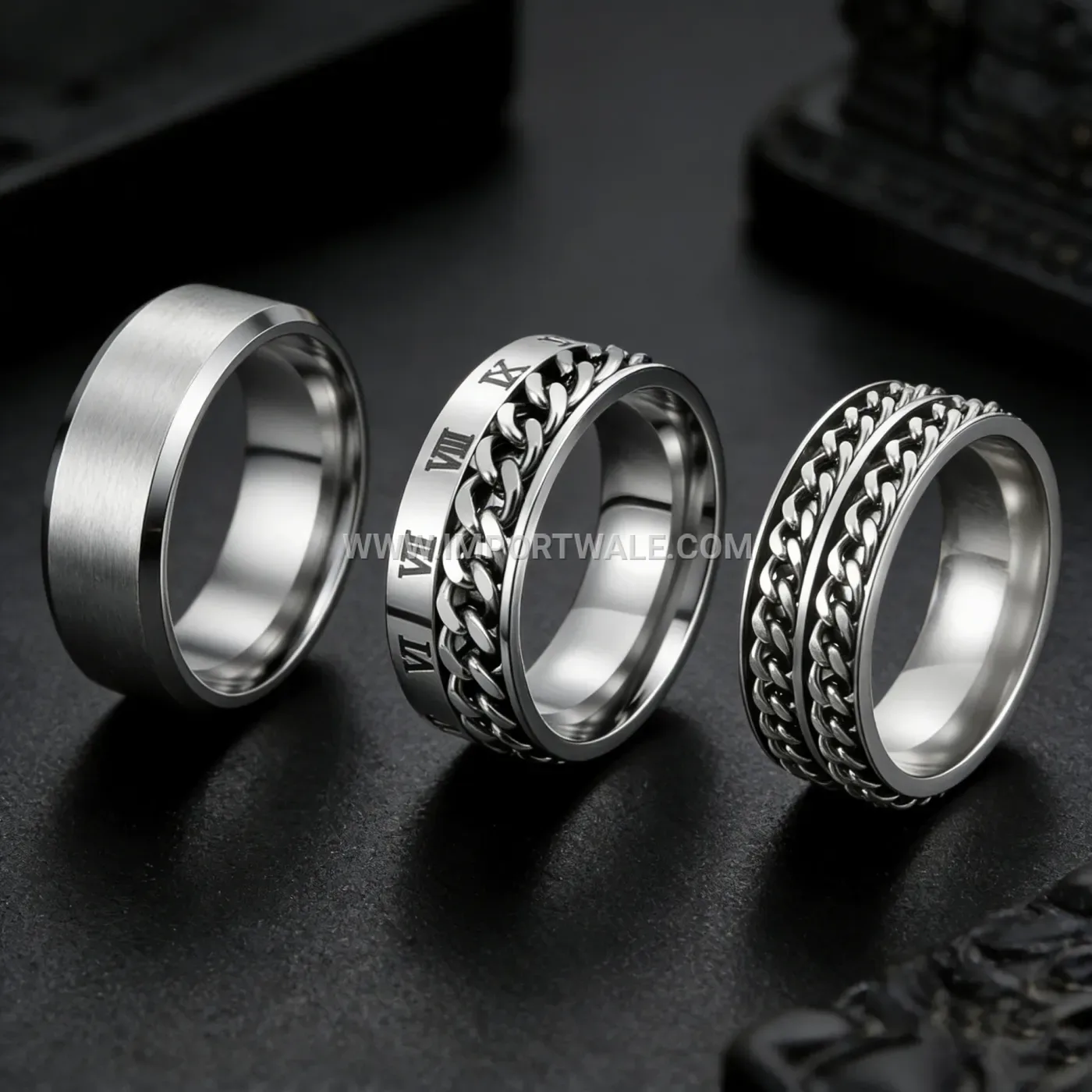 Triple Band Polished Stainless Steel Rolling Ring for Women