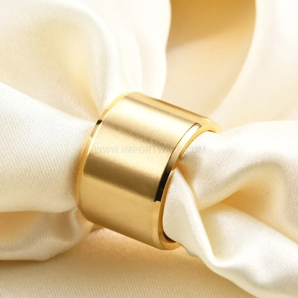 Elegant Brushed Matte Flat Top Stainless Steel Band Ring