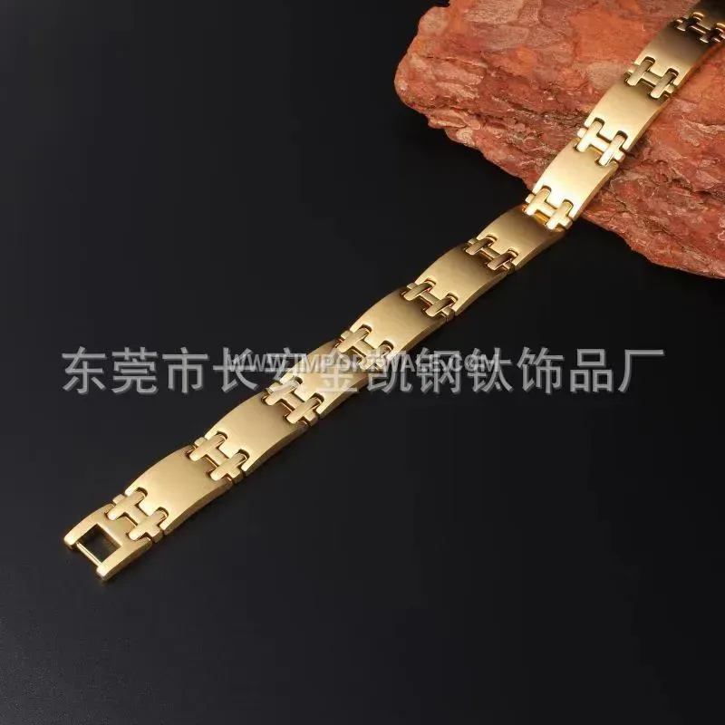 Handcrafted Geometric Bio Magnetic Stainless Steel Couple Bracelet