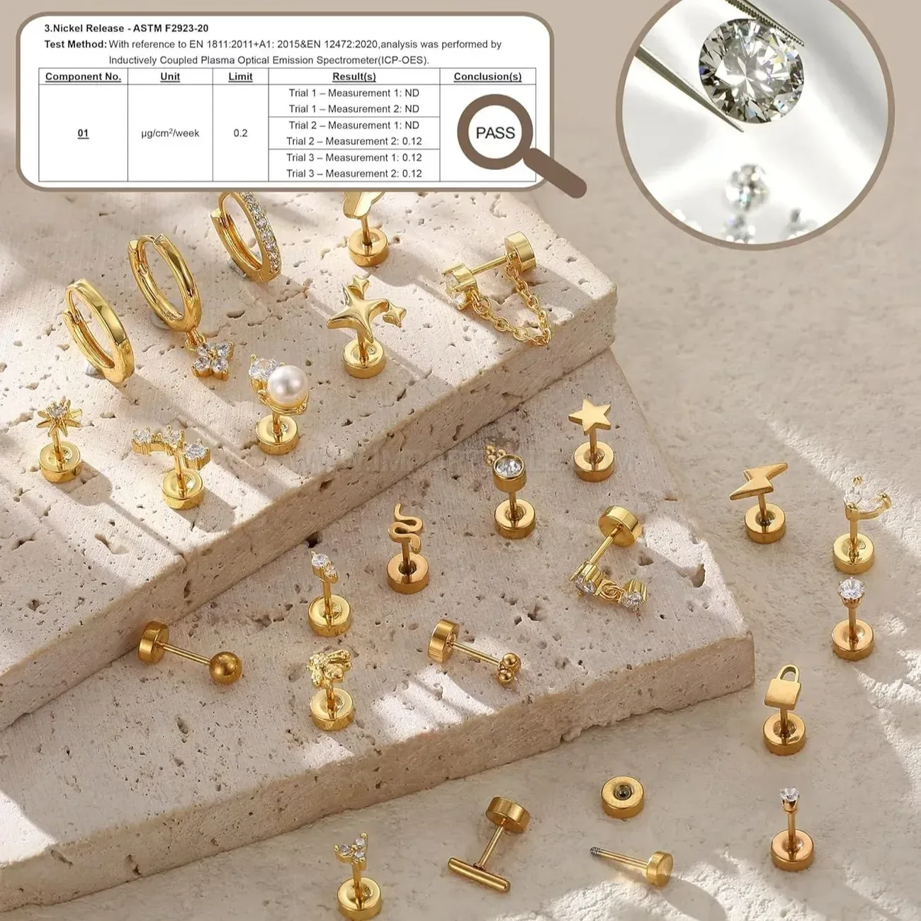 Fashion Stainless Steel Internally Threaded Stackable Piercing Stud Earrings