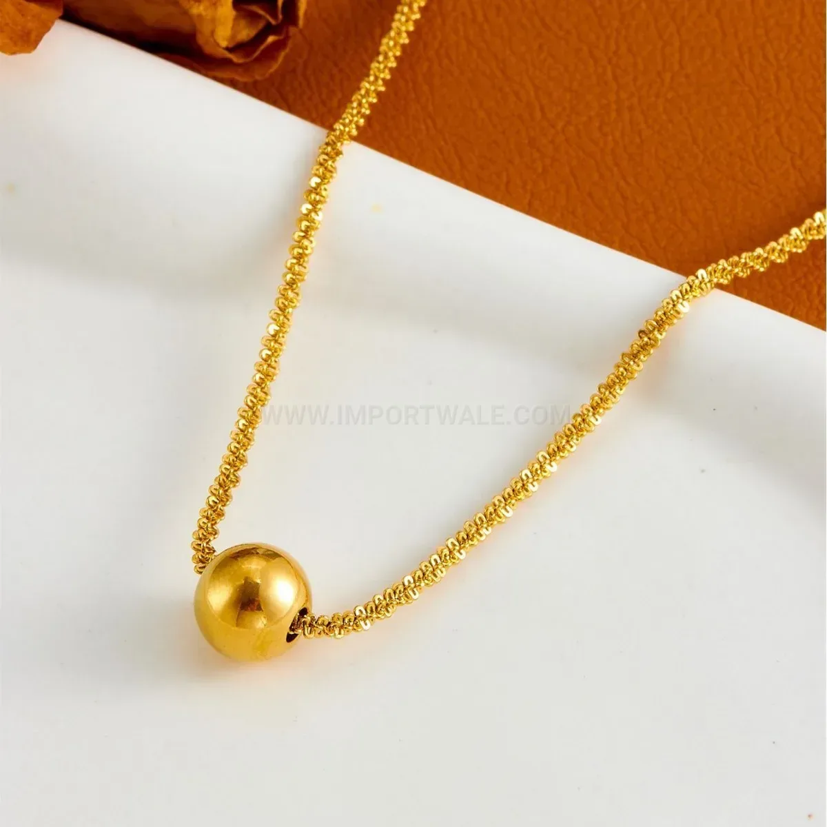Bold Chic 18K Gold Plated Ball Pendant Stainless Steel Necklace
