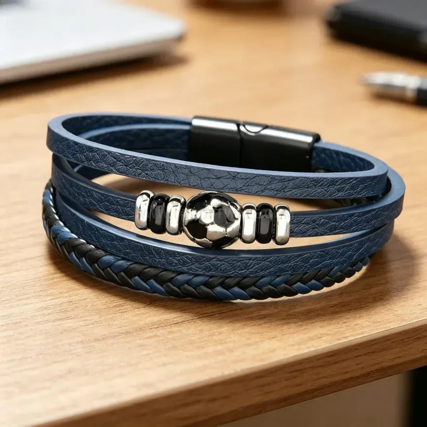 Elegant Multi Layer Braided Leather Band with Magnetic Fastener