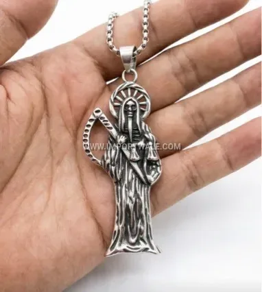 Vintage Grim Reaper Scythe Stainless Steel Pendant