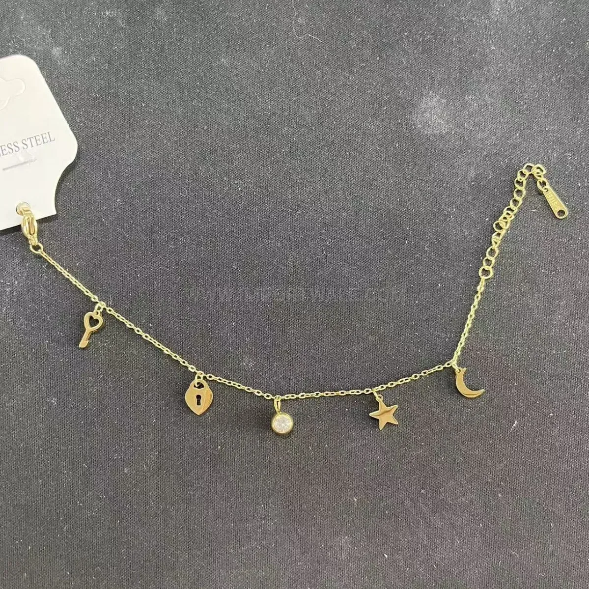 Celestial Charm Stainless Steel Bracelet With Crystal Accents