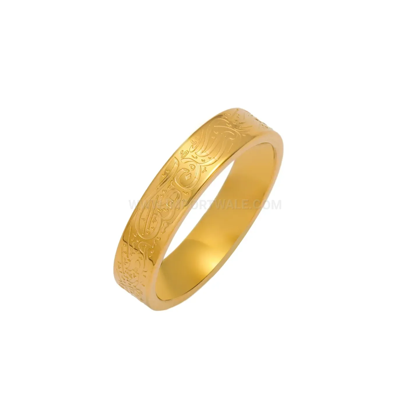 Chic Inscribed Arabic Calligraphy Stainless Steel Geometric Band Ring