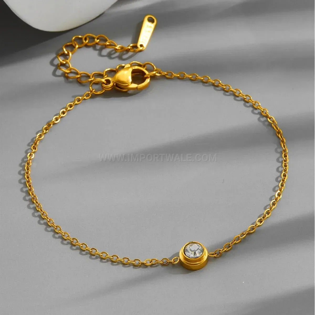 Trendy Minimalist Single Solitaire Crystal Titanium Steel Chain Bracelet