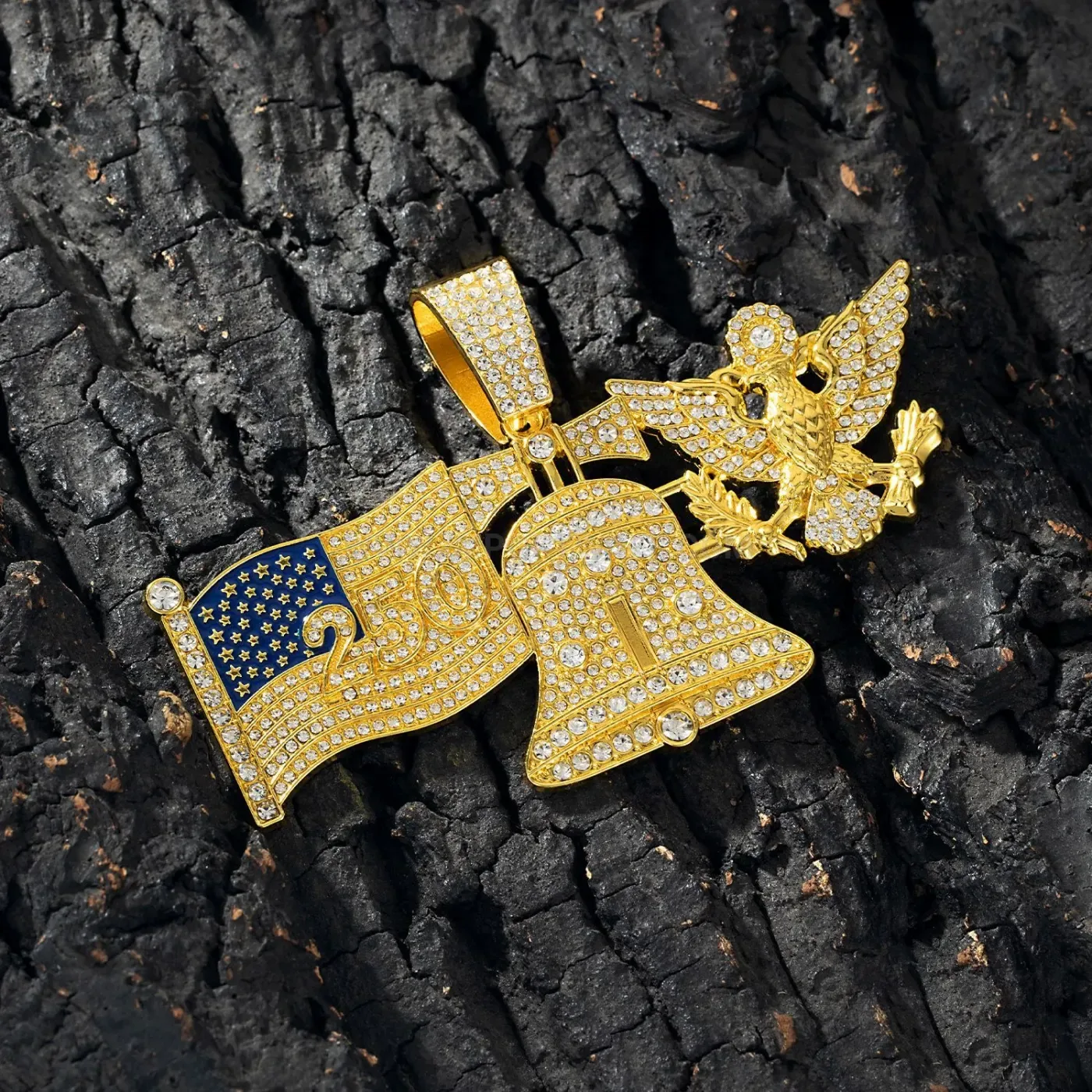 Iced Out Liberty Bell Eagle Hip Hop Pendant