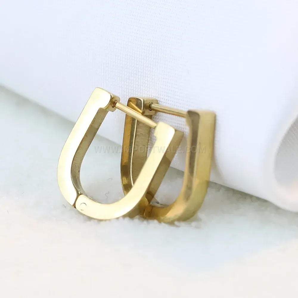 Bold Sleek 10mm U-Shaped Stainless Steel Geometric Huggie Earrings