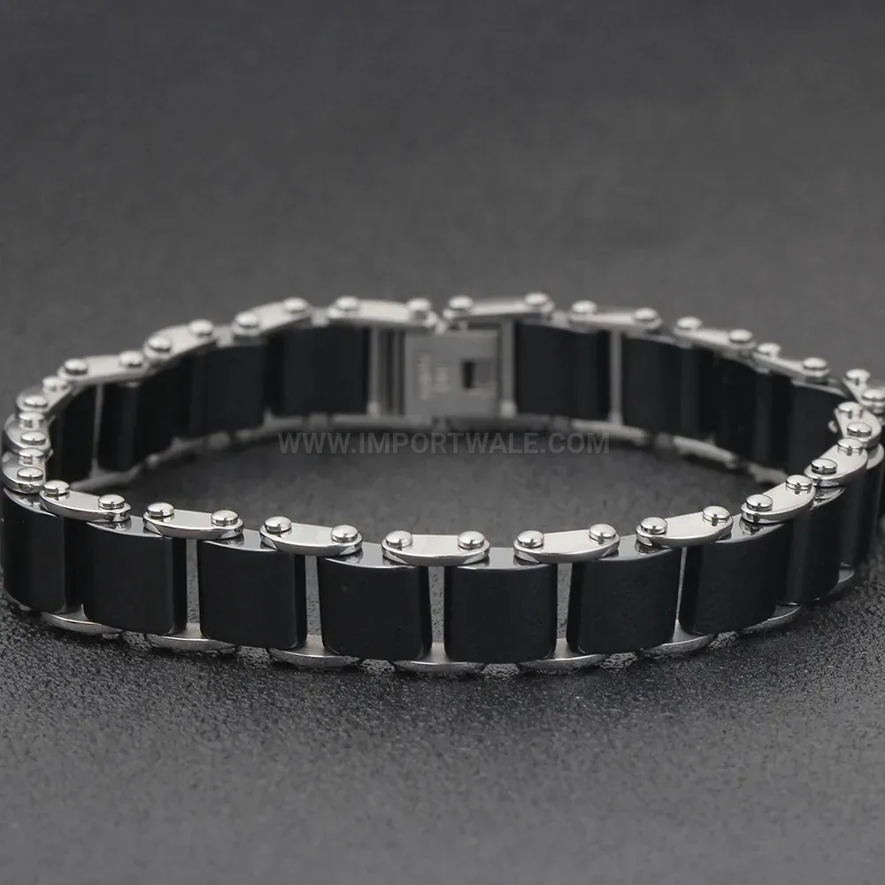 Sleek Ceramic and Titanium Steel Link Bracelet