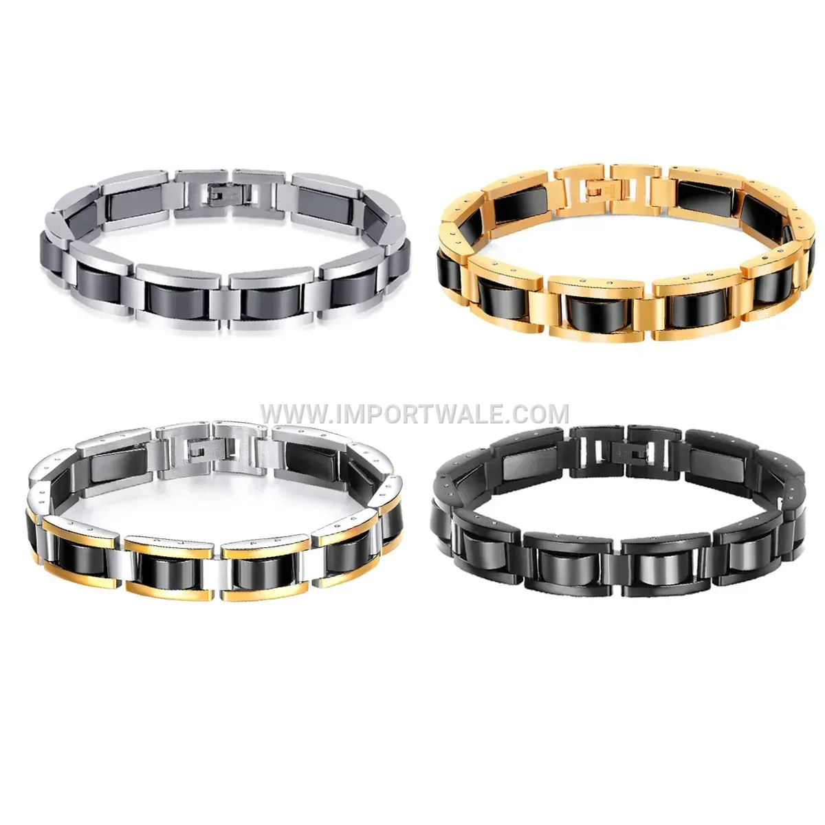 Sleek Geometric Titanium Steel Hematite Magnetic Bracelet