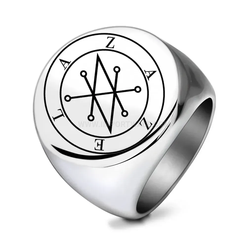 Designer Engraved Symbol Geometric Stainless Steel Ring