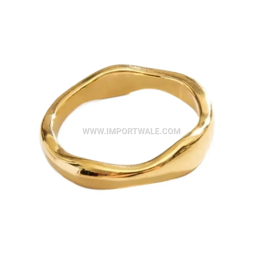 Minimalist Gold Irregular Polished Stainless Steel Band Ring
