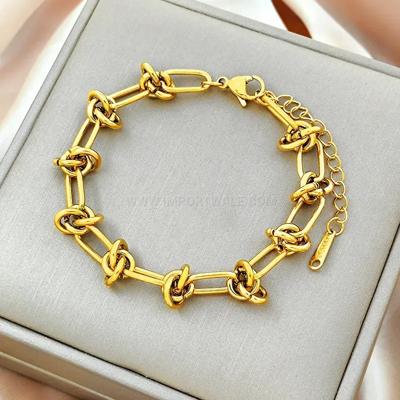 Stylish Gold Knotted Titanium Steel Chain Necklace