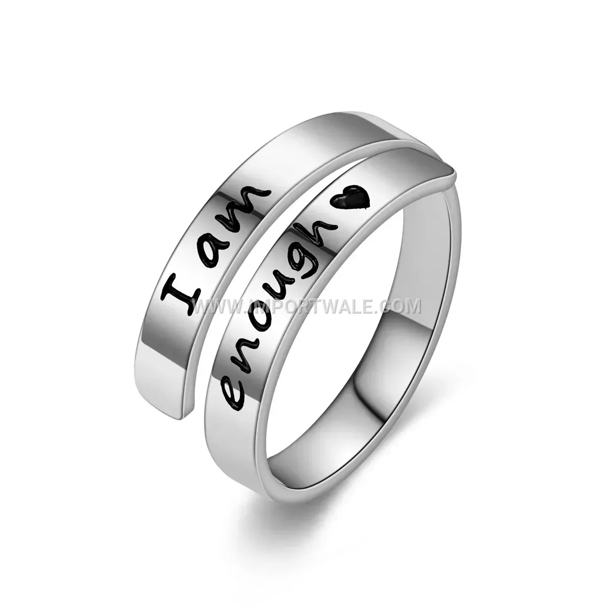 Inspirational Cutout Adjustable Stainless Steel Open Ring