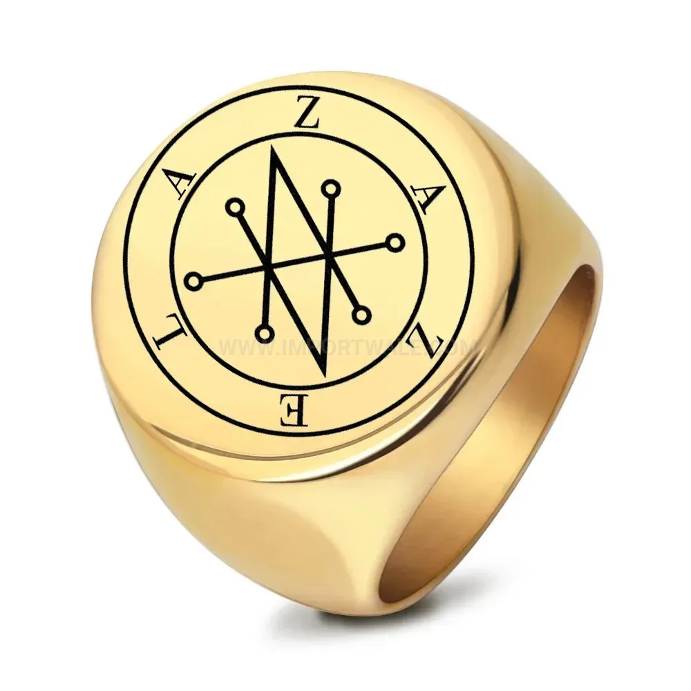 Designer Engraved Symbol Geometric Stainless Steel Ring