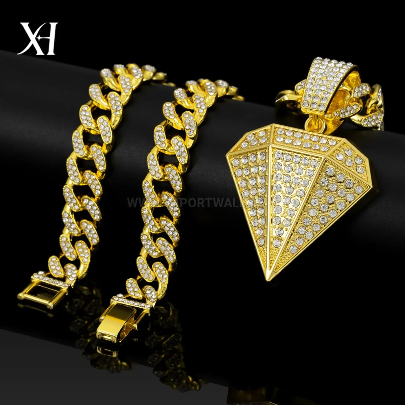 Iced Out Geometric Mesh Hip Hop Pendant