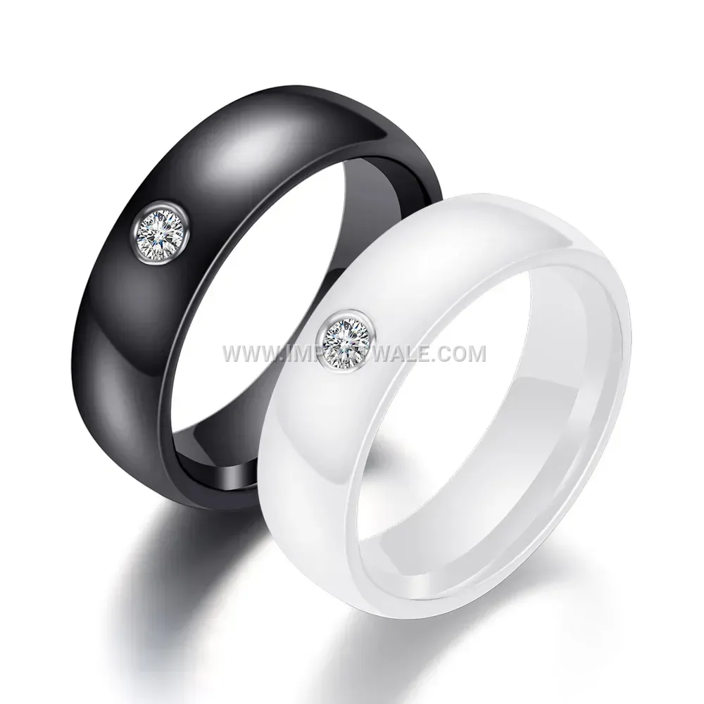 Refined Stainless Steel Solitaire Accent Ring 6mm