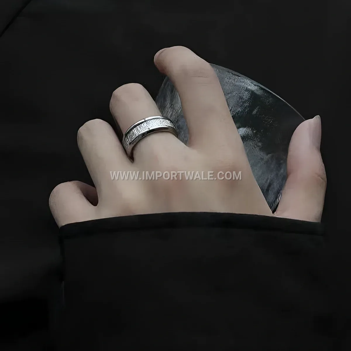 Textured Frost Pattern Stainless Steel Band Ring