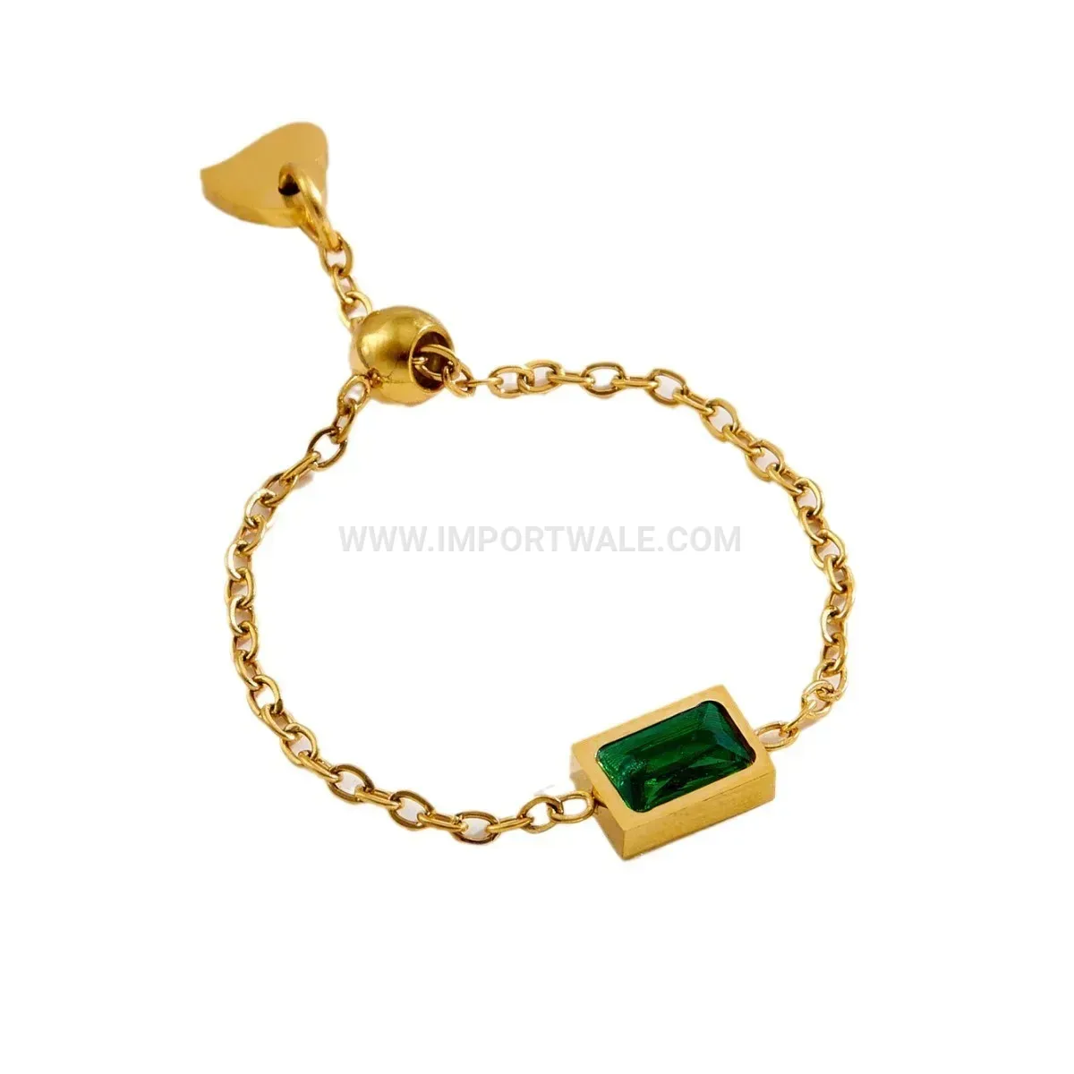 Adjustable Square Crystal Chain Ring in Titanium Steel