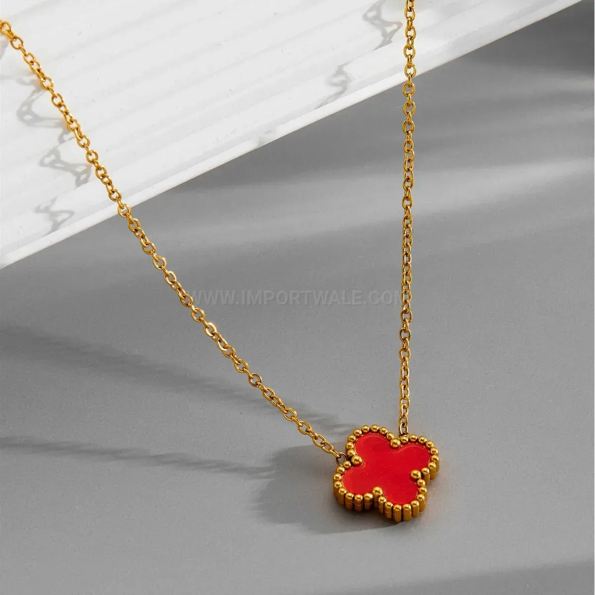 Designer Elegant Four Leaf Clover Shell Inlay Stainless Steel Jewellery Set