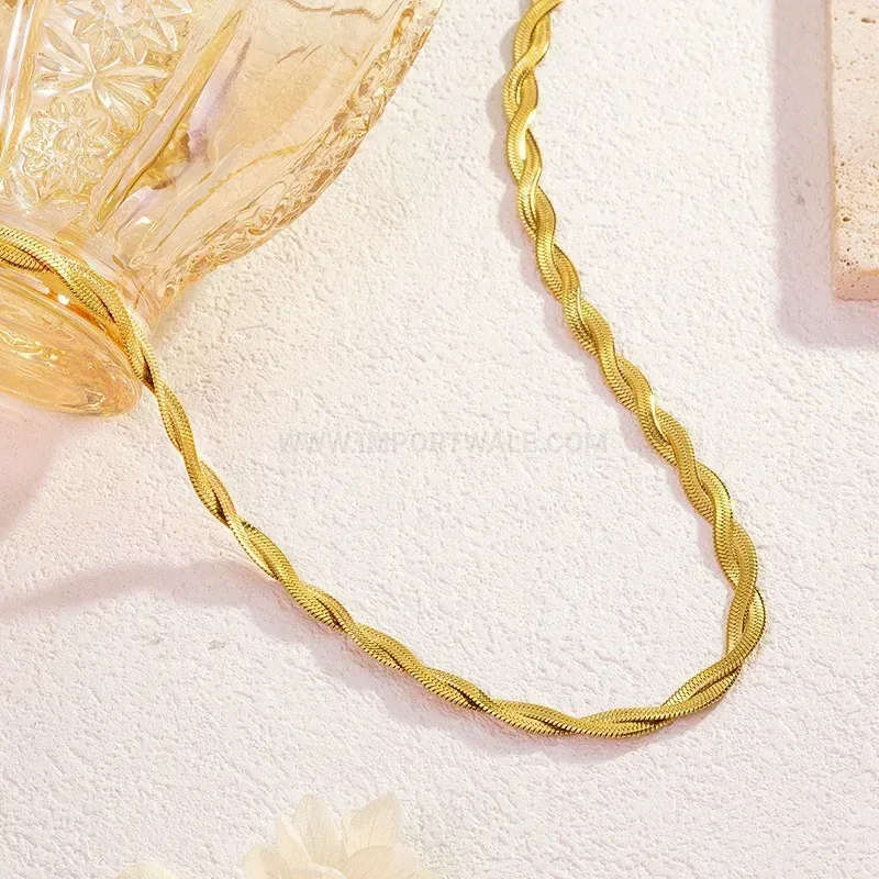 Modern Minimalist Gold Plated Titanium Steel Blade Chain Jewelry Set