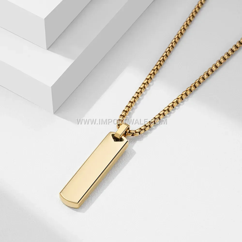 Geometric Cuboid Stainless Steel Pendant Necklace for Men