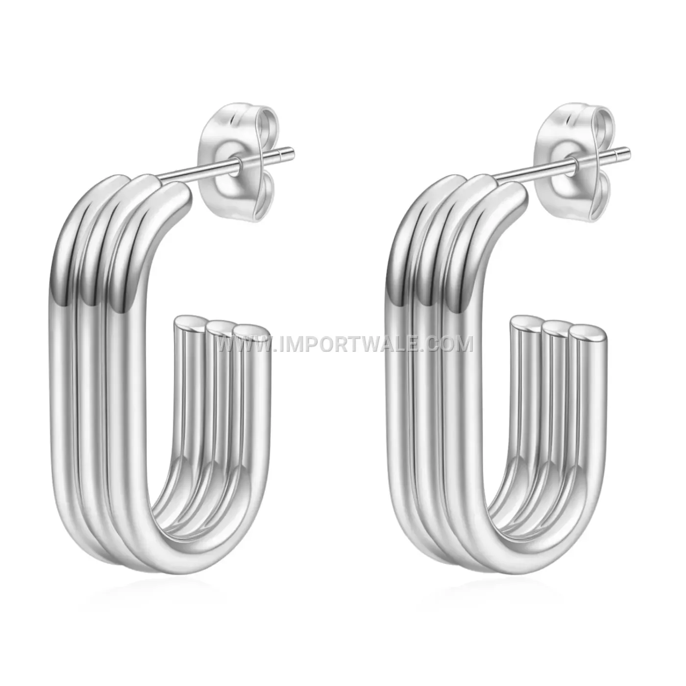 Triple Layer Open U Shaped Stainless Steel Earrings