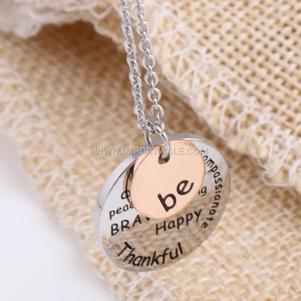 Geometric Stainless Steel Letter Pendant Collar Necklace