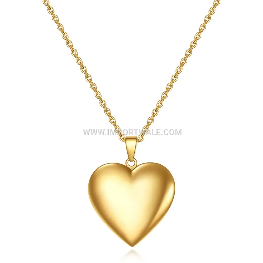 Engravable Smooth Openable Heart Locket Stainless Steel Necklace
