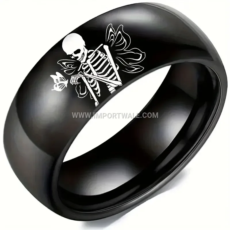 Stainless Steel Skeleton Band Ring with Curved Edges