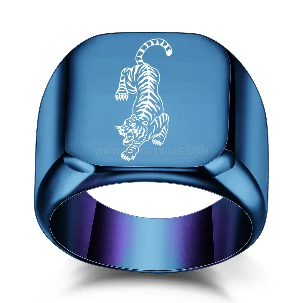 Modern Punk Tiger Engraved Square Stainless Steel Band