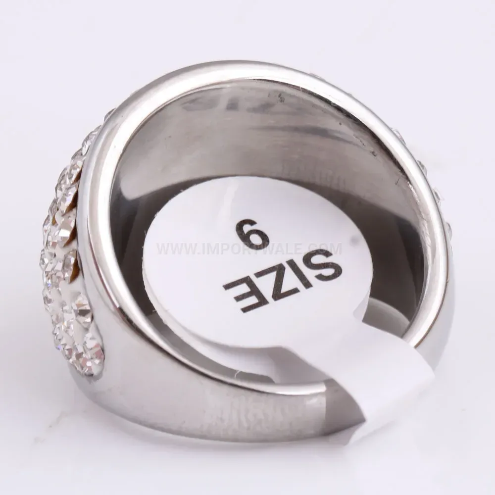 Vintage Stainless Steel Rhinestone Accent Ring